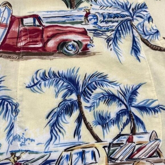 Blue Water Wear Button Up Men's Large Cream Rare Volkswagen Surf Van Beach Shirt - Picture 11 of 16